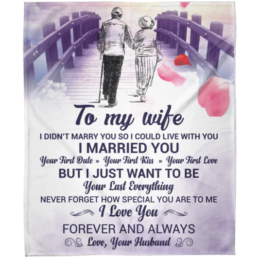 To My Wife Cozy Arctic Fleece Blanket – Romantic Gift for Her (50×60, Purple Bridge Design)