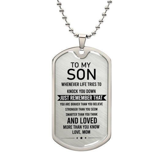 To My Son Dog Tag Necklace – Meaningful Gift with Optional Engraving